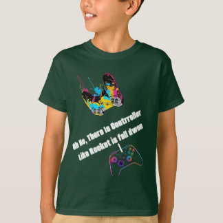 Whimsical Neon Rocket Controller Graphic T-Shirt