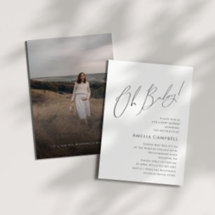 Whimsical Neutral Oh Baby! Photo Baby Shower  Invitation