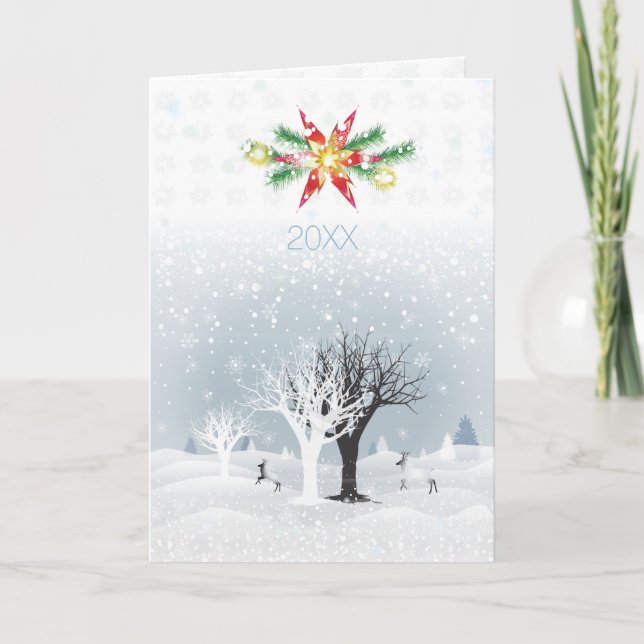 Whimsical New Year Christmas Snowy Fairy Fine Art Note Card (Front)