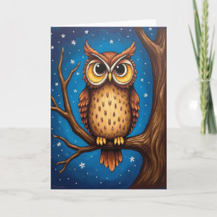 Whimsical Night Bird Card
