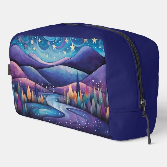 Whimsical Night - River, Trees and Mountains Dopp Kit (Right Corner)