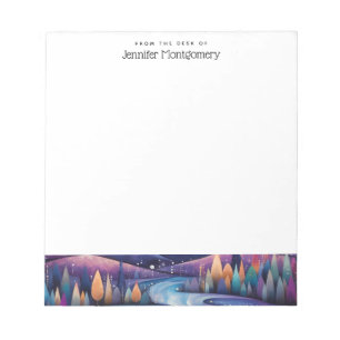 Whimsical Night - River, Trees and Mountains Notepad