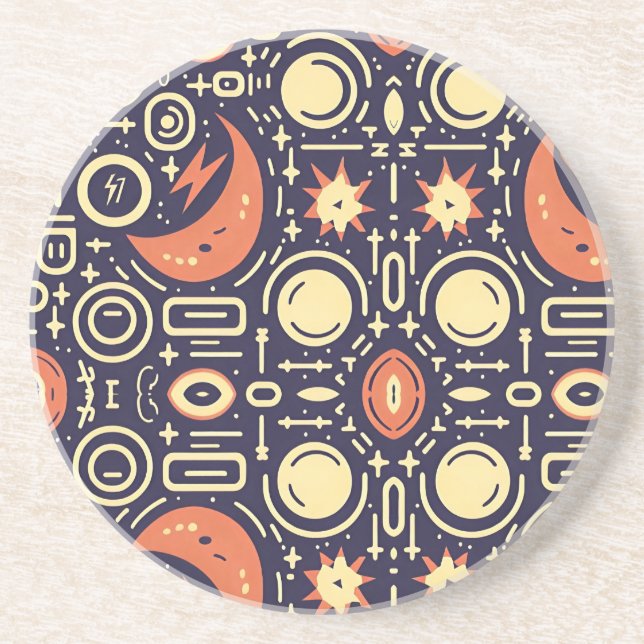 Whimsical Night Sky - Colourful Pattern Design Coaster (Front)