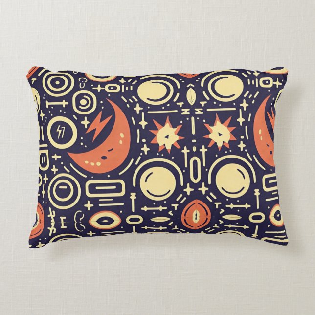 Whimsical Night Sky - Colourful Pattern Design Decorative Cushion (Front)