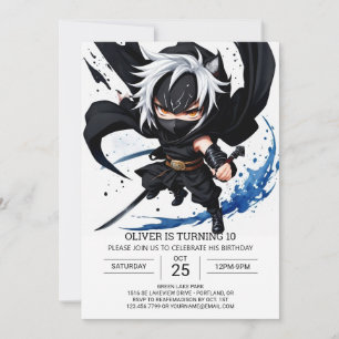 Whimsical Ninja Martial Arts Birthday Invitation