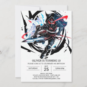 Whimsical Ninja Surprise Birthday Invitation