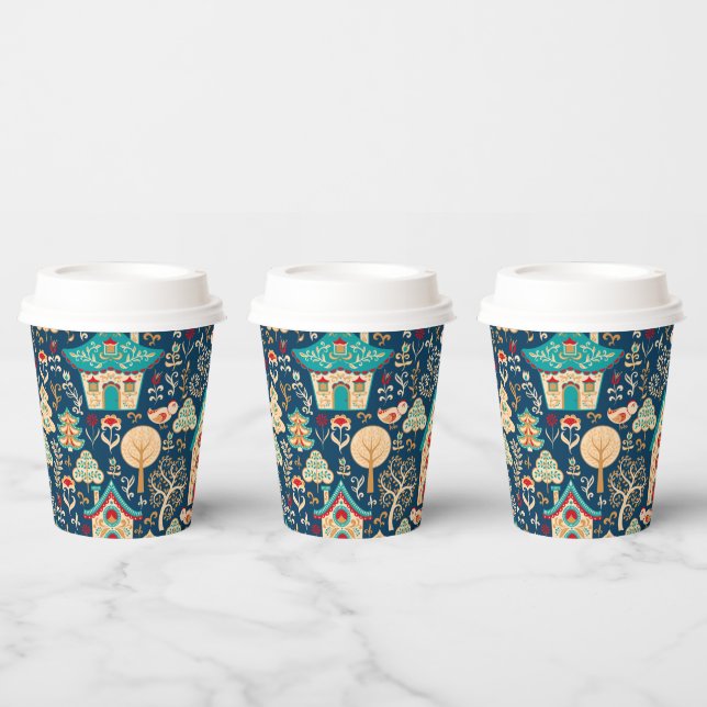 Whimsical Nordic Houses  Paper Cups (Multi)