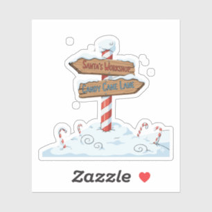 Whimsical North Pole Sign Santa's Workshop & Candy