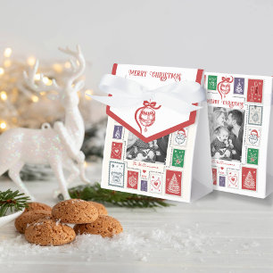 Whimsical Nostalgia Retro Stamp Christmas Photo Favour Box