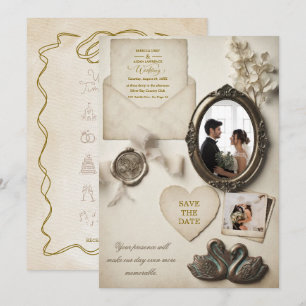Whimsical & Nostalgic Romance With Timeline  Invitation