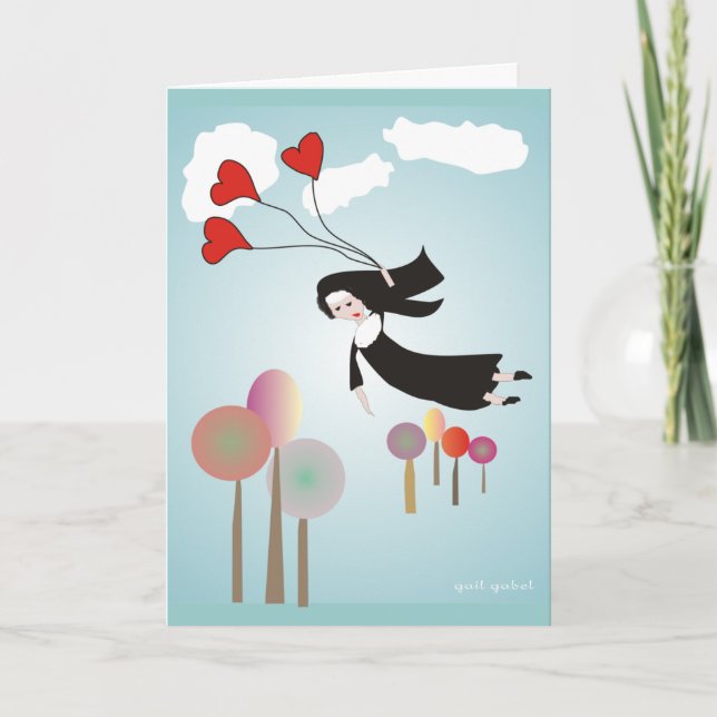 Whimsical Nun Art Gifts Card (Front)