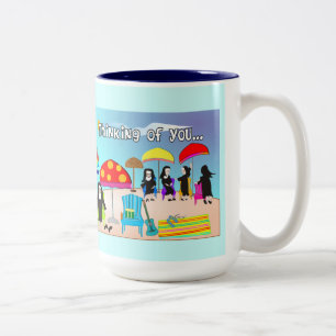 Whimsical Nun Art Gifts & Cards Two-Tone Coffee Mug