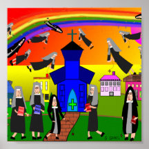 Whimsical Nuns Canvas Art "Flying Nuns"