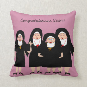 Whimsical Nuns in Habits Cushion