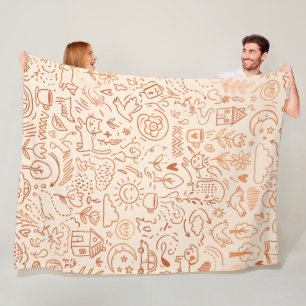 Whimsical Nursery Doodle Pattern Fleece Blanket