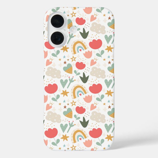 Whimsical Nursery Pattern with Clouds and Stars Case-Mate iPhone Case (Back)