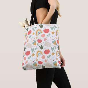 Whimsical Nursery Pattern with Clouds and Stars Tote Bag