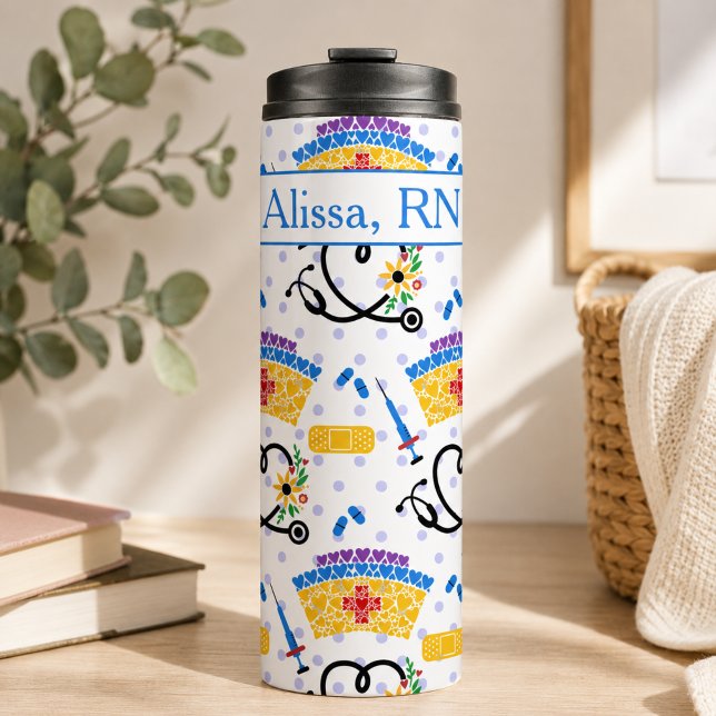 Whimsical Nursing Monogram Thermal Tumbler (Creator Uploaded)