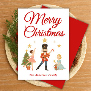 Whimsical Nutcracker Ballet Christmas Scene Holiday Card
