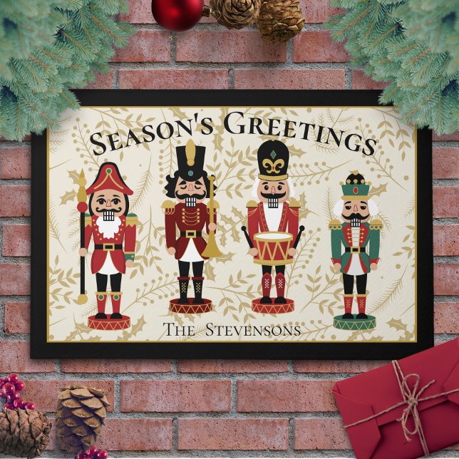 Whimsical Nutcracker Black and Beige Doormat (Creator Uploaded)