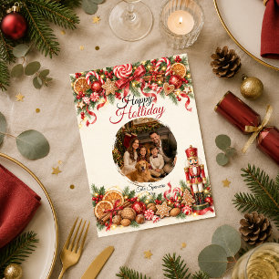 Whimsical Nutcracker Holiday Family Portrait Card