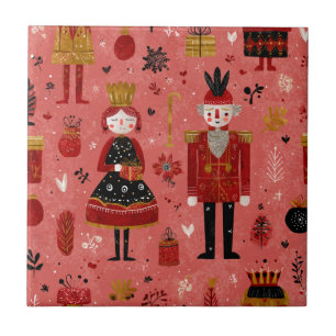 Whimsical Nutcracker Holiday Pattern Tile