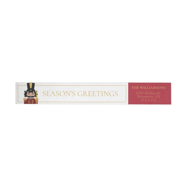 Whimsical Nutcracker in Red Wraparound Address Label (Individual)