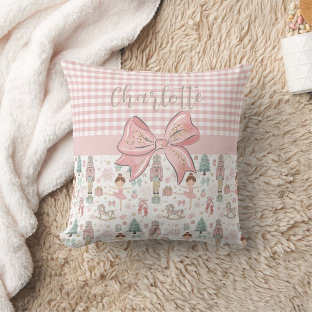 Whimsical Nutcracker Pastel Pink Christmas Ballet Cushion (Blanket)