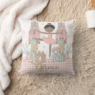 Whimsical Nutcracker Pastel Pink Christmas Ballet  Cushion