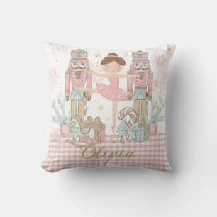 Whimsical Nutcracker Pastel Pink Christmas Ballet  Cushion