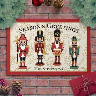 Whimsical Nutcracker Red and Beige Doormat