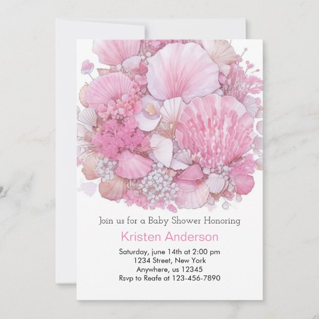Whimsical Ocean Beachcomber Girl Baby Shower Invitation (Front)
