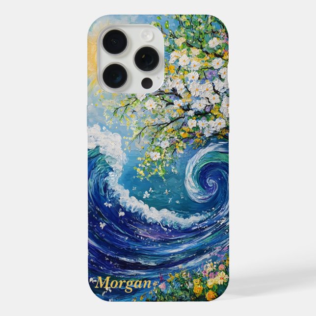 Whimsical Ocean Wave | Impressionism Painting iPhone Case (Back)