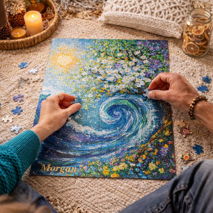 Whimsical Ocean Wave Impressionism Painting Jigsaw Puzzle