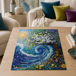 Whimsical Ocean Wave Impressionism Painting Jigsaw Puzzle