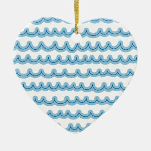 Whimsical Ocean Waves Ceramic Tree Decoration
