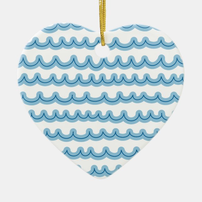Whimsical Ocean Waves Ceramic Tree Decoration (Front)