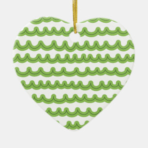 Whimsical Ocean Waves Green Ceramic Tree Decoration