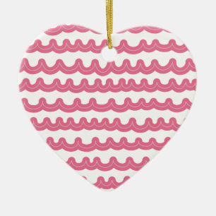 Whimsical Ocean Waves Pink Ceramic Tree Decoration