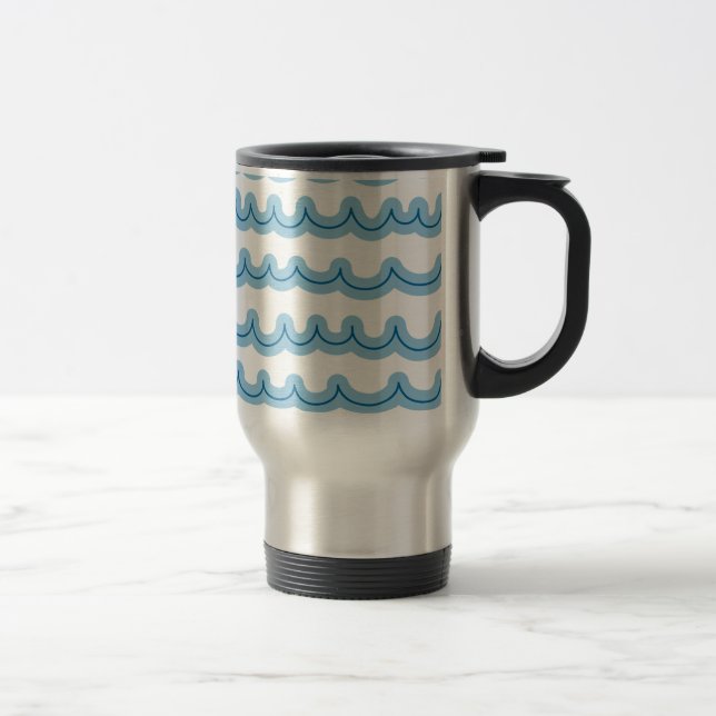 Whimsical Ocean Waves Travel Mug (Right)