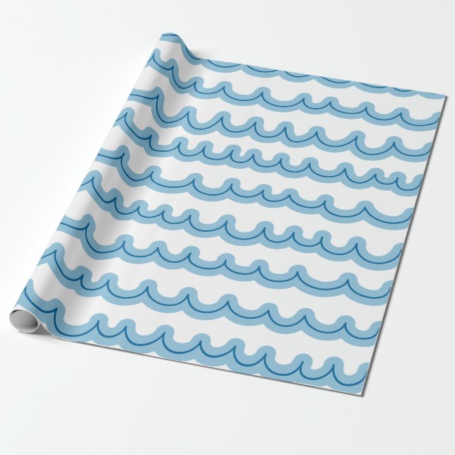 Whimsical Ocean Waves Wrapping Paper (Unrolled)