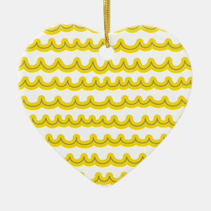 Whimsical Ocean Waves Yellow Ceramic Tree Decoration