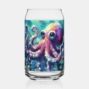 Whimsical Octopus Coastal Nautical Beach Can Glass