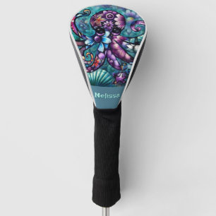 Whimsical Octopus Floral Teal Coastal Personalised Golf Head Cover