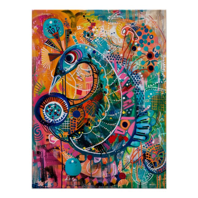 Whimsical Odyssey In Vibrant Patterns Poster (Front)