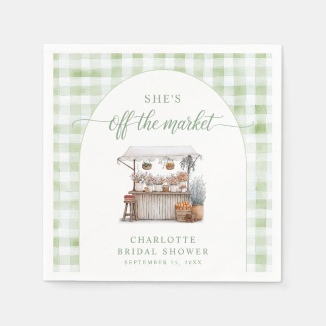 Whimsical Off the Market Farmer Bridal Shower Napkin (Front)