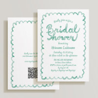 Whimsical Olive Green QR Code Bridal Shower