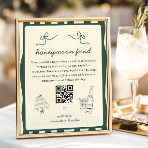 Whimsical Olive Green Wedding Honeymoon Fund Sign