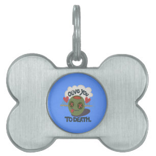 Whimsical "Olive My Heart" Funny Face Design Pet ID Tag