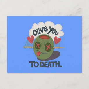 Whimsical "Olive My Heart" Funny Face Design Postcard